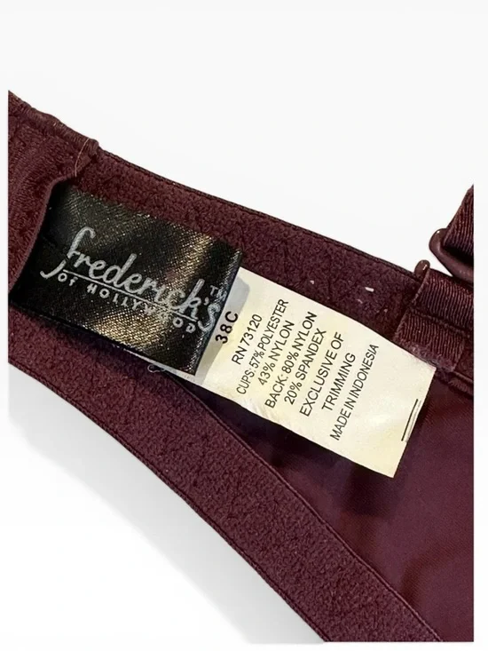 Fredericks of Hollywood Lingerie Set XL Burgundy Gold Bustier Bra Garter Belt - Picture 4 of 8